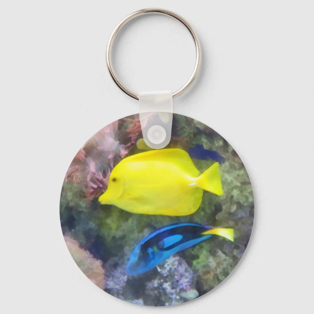 Yellow and Blue Tang Fish Keychain (Front)
