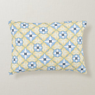 Yellow and Blue Tile  Accent Pillow