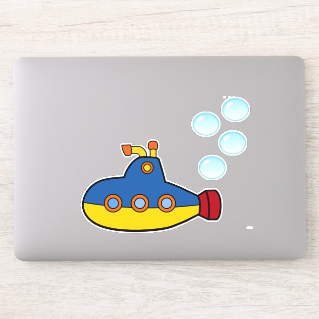 Yellow and Blue Toy Submarine with Water Bubbles (Computer)