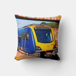 Yellow and blue train , Sheffield Throw Pillow