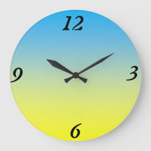 Yellow And Blue Two Tone Large Clock