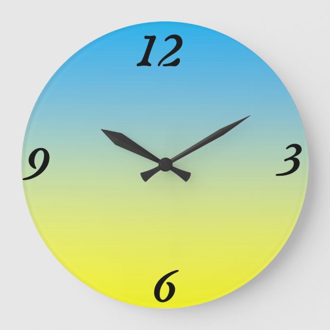 Yellow And Blue Two Tone Large Clock (Front)