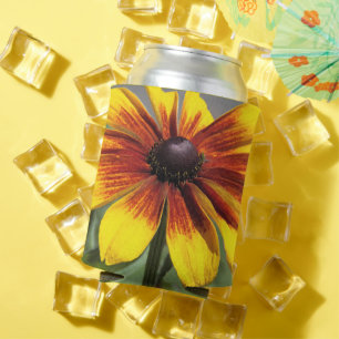 Yellow and Bronze Rudbeckia Floral Can Cooler