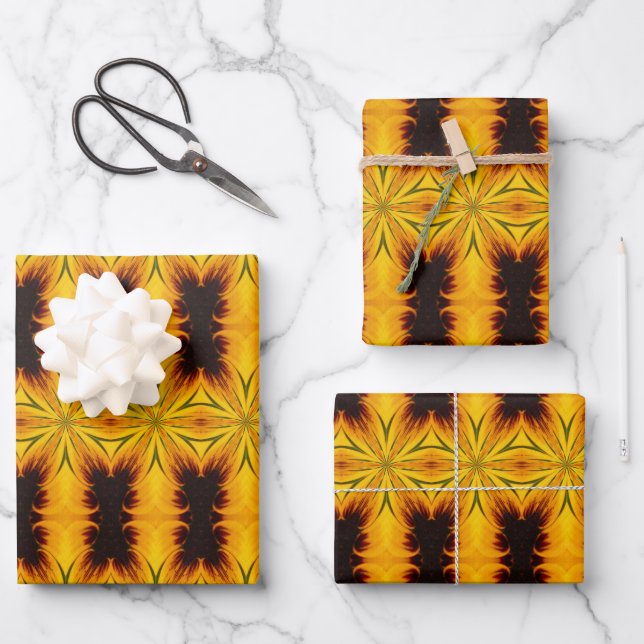 Yellow And Brown Abstract Shapes Design  Wrapping Paper Sheet (Front)