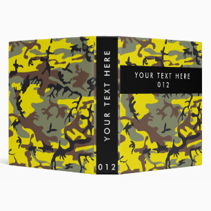 Yellow and Brown Camo, Camouflage, Military, Army Binder