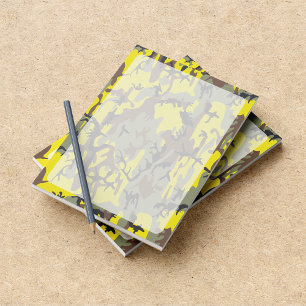 Yellow and Brown Camo, Camouflage, Military, Army Notepad