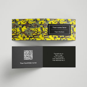 Yellow and Brown Camouflage, Military, Army Business Card