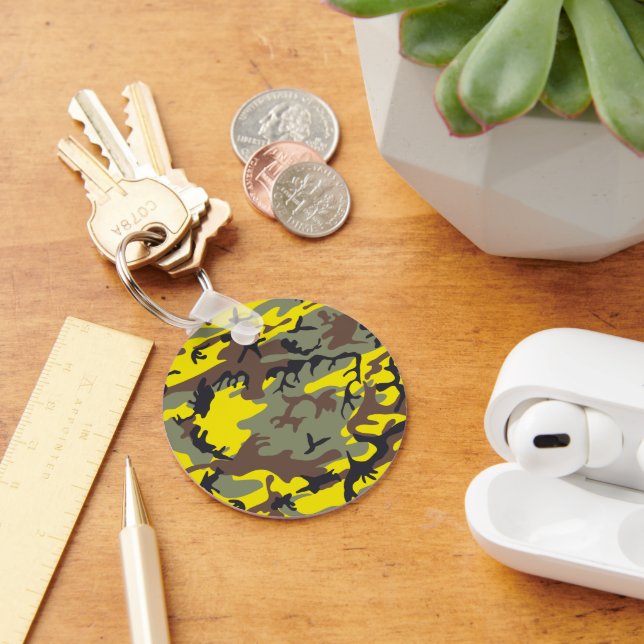 Yellow and Brown Camouflage, Military, Army Keychain (Desk)