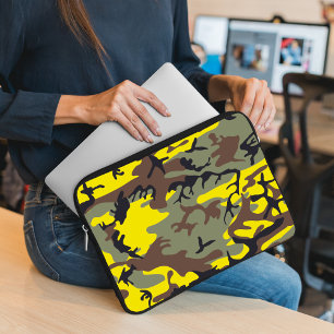 Yellow and Brown Camouflage, Military, Army Laptop Sleeve