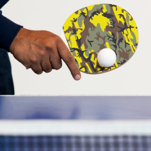 Yellow and Brown Camouflage, Military, Army Ping Pong Paddle