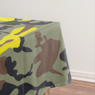 Yellow and Brown Camouflage, Military, Army Tablecloth