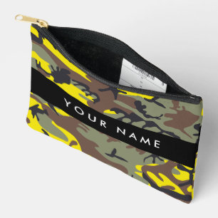 Yellow and Brown Camouflage Your name Personalize Accessory Pouch