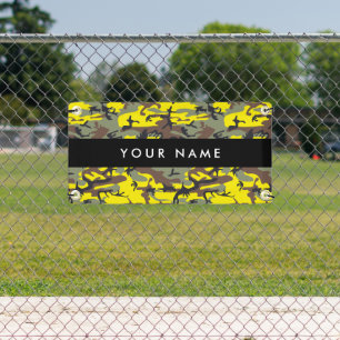 Yellow and Brown Camouflage Your name Personalize Banner