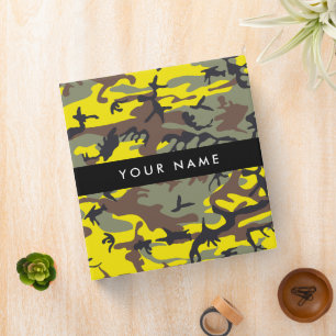 Yellow and Brown Camouflage Your name Personalize Binder