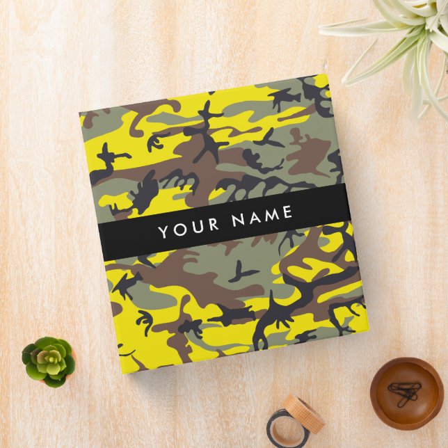 Yellow and Brown Camouflage Your name Personalize Binder (In Situ)