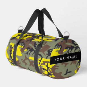 Yellow and Brown Camouflage Your name Personalize Duffle Bag