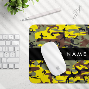Yellow and Brown Camouflage Your name Personalize Mouse Pad