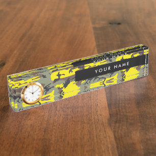 Yellow and Brown Camouflage Your name Personalize Nameplate