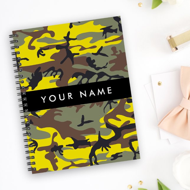 Yellow and Brown Camouflage Your name Personalize Notebook (Creator Uploaded)