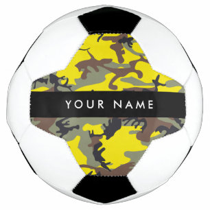 Yellow and Brown Camouflage Your name Personalize Soccer Ball