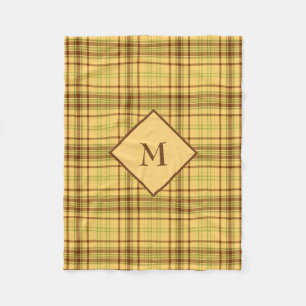 Yellow And Brown Plaid Fleece Blanket