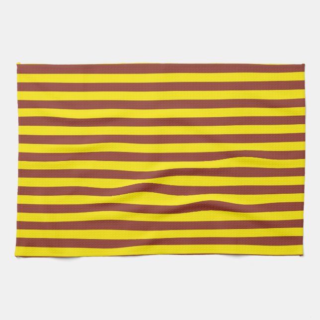 Yellow and Brown Stripes Design Kitchen Towel (Horizontal)