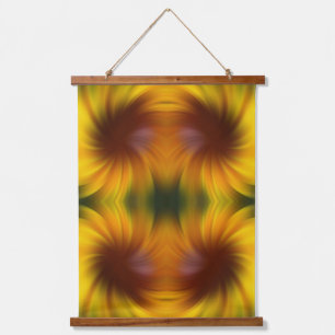 Yellow And Brown Whirlpool Abstract Art Hanging Tapestry