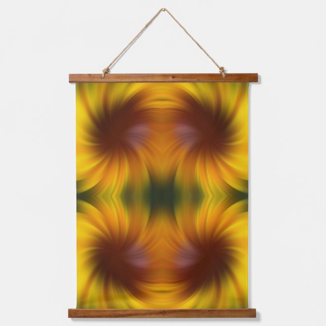 Yellow And Brown Whirlpool Abstract Art  Hanging Tapestry (Front)