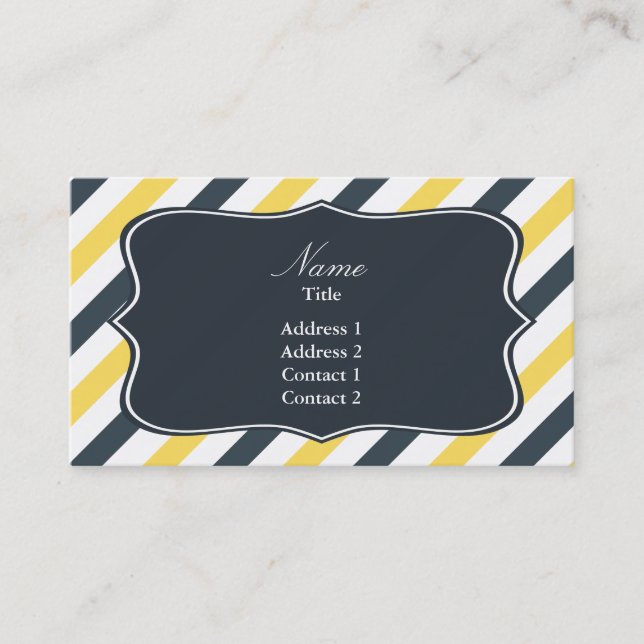 Yellow and Charcoal Grey Stripes Business Card (Front)