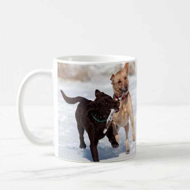 Yellow and Chocolate Labrador Retriever Coffee Mug (Left)