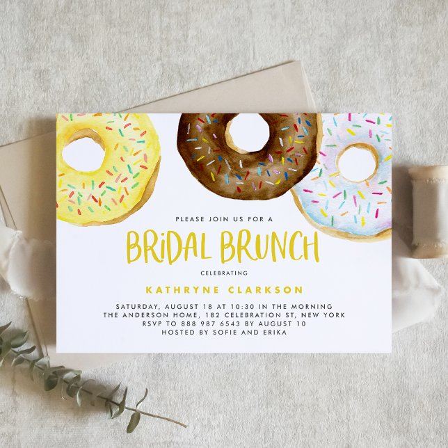 Yellow and Chocolate Sprinkle Doughnuts Bridal Bru Invitation (Creator Uploaded)