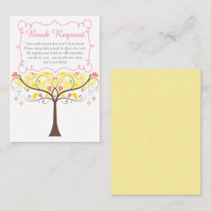 Yellow and Coral Floral Baby Shower Book Request Enclosure Card