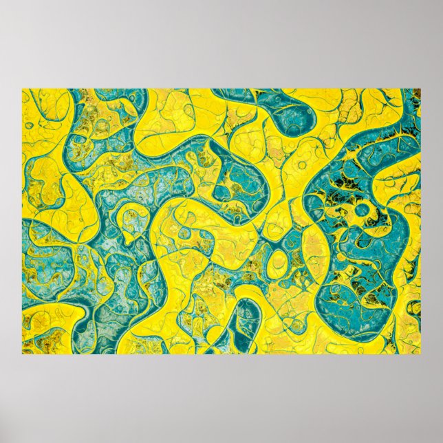 Yellow and cyan abstract pattern poster (Front)