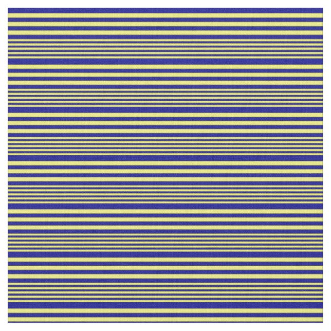 Yellow and Dark Blue Coloured Stripes Fabric (Close Up)
