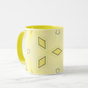 Yellow and Dark Brown Stars and Diamonds Mug