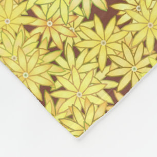 Yellow and gold Daisies on Chocolate Brown Fleece Blanket
