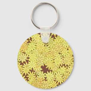Yellow and gold Daisies on Chocolate Brown Keychain
