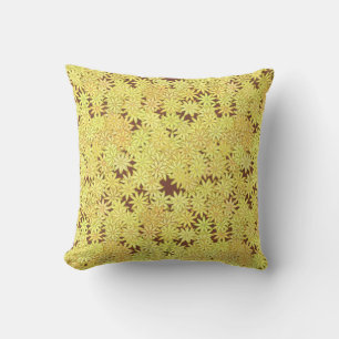Yellow and gold Daisies on Chocolate Brown Throw Pillow