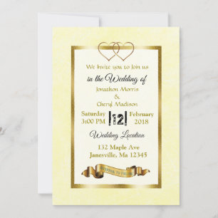 Yellow and Gold Hearts Wedding Invitations