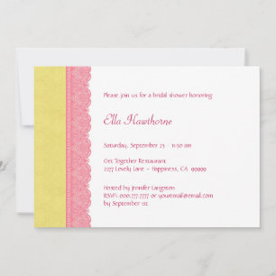 Yellow and Gold Lace Bridal Shower V12 Invitation