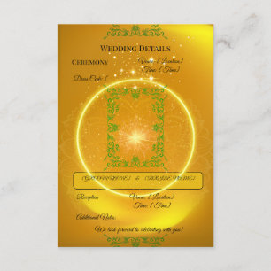 Yellow and Gold Sparks Wedding Details Card  