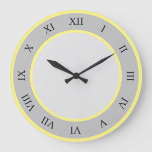 Yellow And Gray Circles With Roman Numerals Large Clock