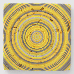 Yellow and Gray Circular Pattern Stone Coaster