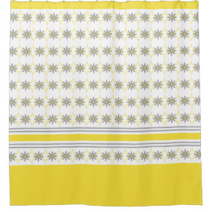 Yellow and Gray Geometric Flowers on White