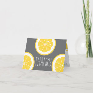 YELLOW AND GRAY LEMON HEART SEED WEDDING THANK YOU CARD