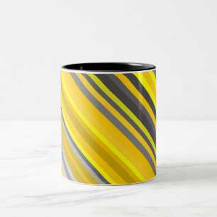 Yellow and Gray Lines/Stripes Pattern Two-Tone Coffee Mug