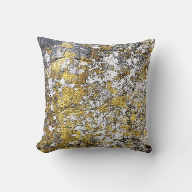 Yellow and gray throw pillow (Front)