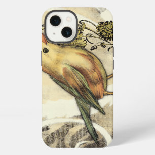 Yellow and Green Bird on Vintage Background iPhone 13 Case