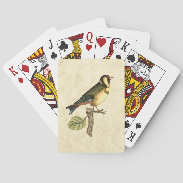 Yellow and Green Bird Perched on a Little Branch Playing Cards (Back)