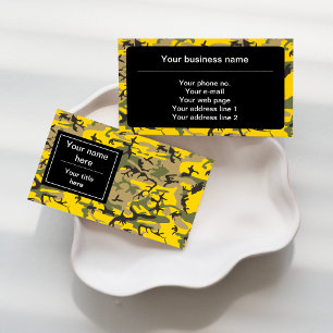 Yellow and Green Camo, Camouflage, Military, Army Business Card